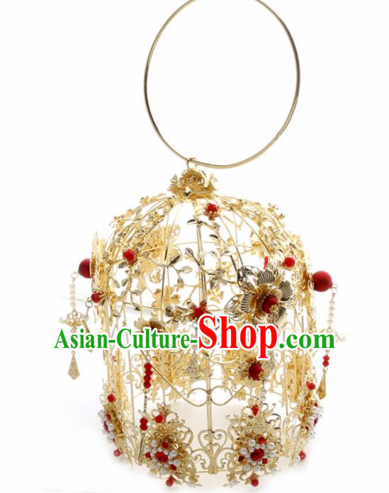 Chinese Traditional Wedding Accessories Classical Bride Golden Palace Cabas for Women