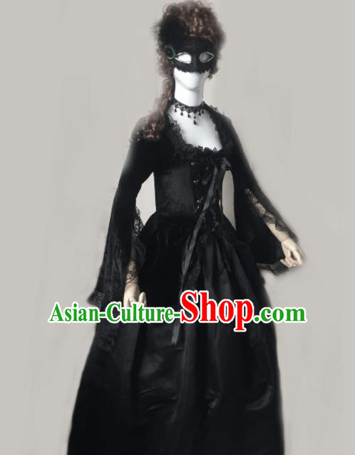Top Grade Halloween Costumes Fancy Ball Cosplay Gothic Queen Black Dress for Women