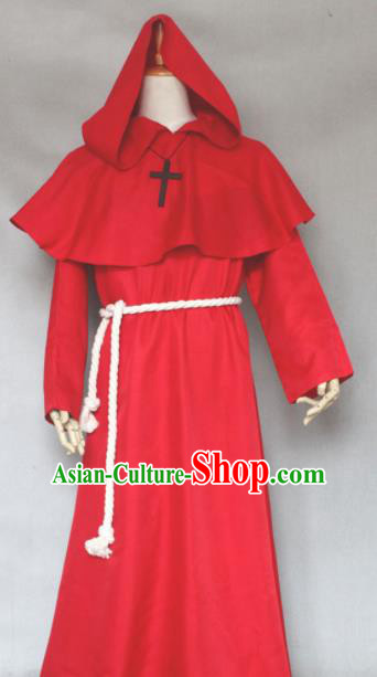 Top Grade Halloween Priest Costumes Fancy Ball Cosplay Pastor Red Clothing for Men