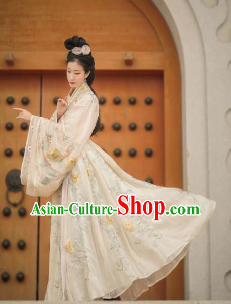 Chinese Ancient Imperial Consort Hanfu Dress Traditional Tang Dynasty Palace Lady Embroidered Replica Costumes for Women