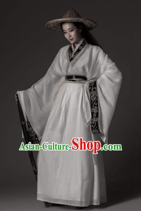 Chinese Ancient Female Swordsman Hanfu Dress Traditional Jin Dynasty Nobility Lady Embroidered Replica Costumes for Women