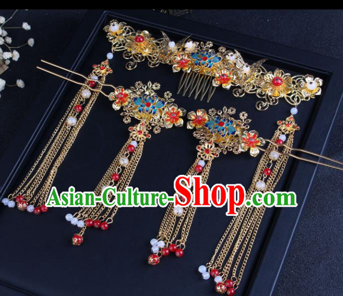 Top Chinese Traditional Hair Accessories Wedding Blueing Lotus Hair Clasp Hairpins for Women