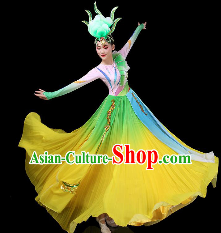 Top Grade Stage Show Costumes Group Dance Modern Dance Chorus Yellow Dress for Women