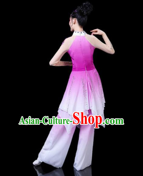 Chinese Classical Dance Costumes Traditional Umbrella Dance Purple Dress for Women