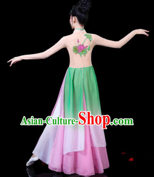 Chinese Classical Dance Costumes Traditional Umbrella Dance Lotus Dance Dress for Women