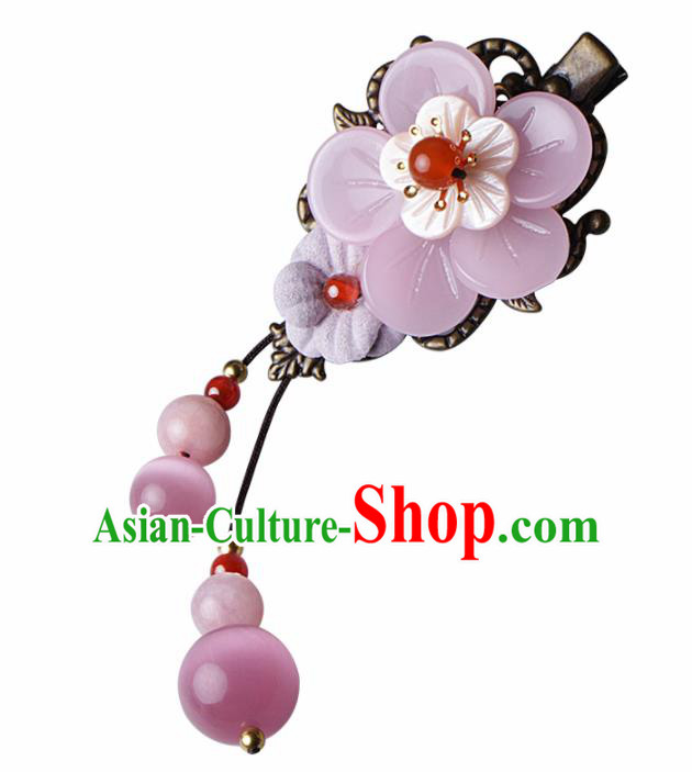 Chinese Traditional Hair Accessories National Hanfu Pink Flower Hair Stick for Women