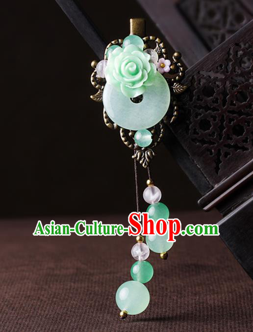 Chinese Traditional Hair Accessories National Hanfu Jade Tassel Hair Stick for Women