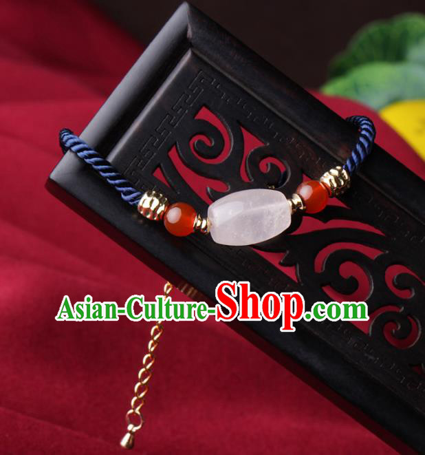 Chinese Traditional Jewelry Accessories National Hanfu Rose Chalcedony Bracelet for Women