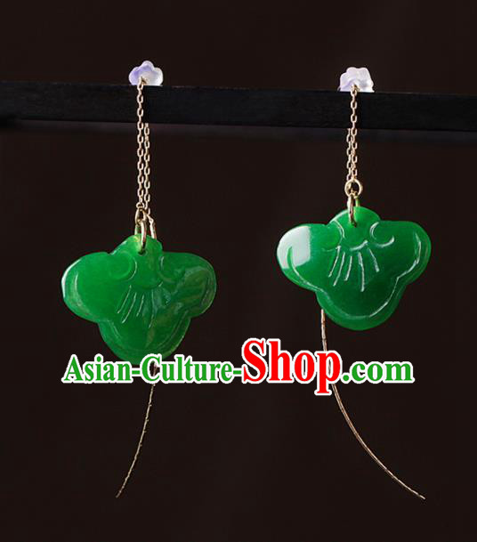 Chinese Traditional Jade Ear Jewelry Accessories National Hanfu Earrings for Women