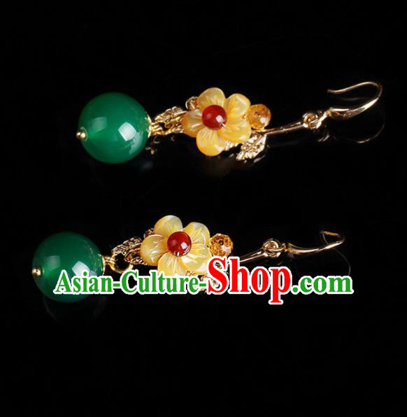 Chinese National Classical Hanfu Yellow Flower Earrings Traditional Jewelry Accessories for Women