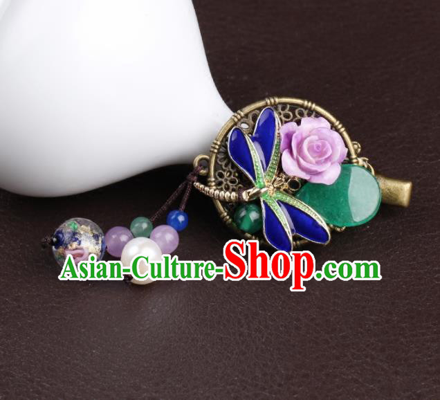 Chinese Traditional Hair Accessories National Hanfu Blueing Dragonfly Hair Claw for Women