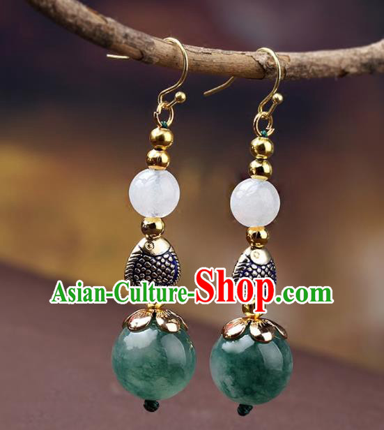 Chinese Yunnan National Classical Earrings Traditional Agate Ear Jewelry Accessories for Women