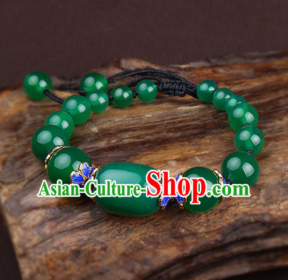 Chinese Traditional Jewelry Accessories National Hanfu Jadeite Beads Bracelet for Women
