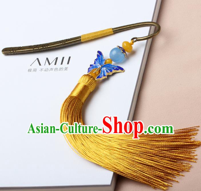 Chinese Traditional Hair Accessories Yellow Tassel Hair Clip National Hanfu Hairpins for Women