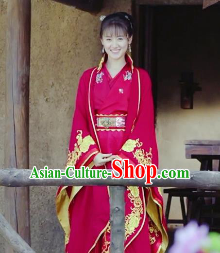 Chinese Traditional Ming Dynasty Wedding Replica Costumes Ancient Princess Red Hanfu Dress for Women