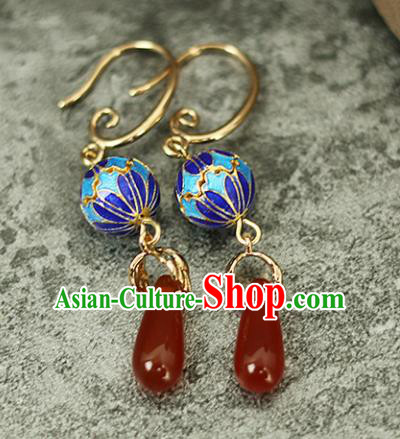 Chinese Handmade Cloisonne Earrings Traditional Classical Hanfu Ear Jewelry Accessories for Women