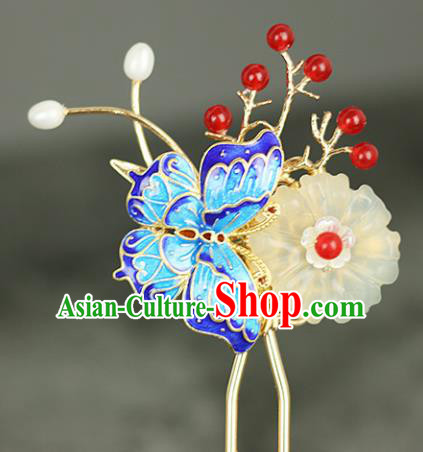Handmade Chinese Traditional Cloisonne Butterfly Hairpins Traditional Classical Hanfu Hair Accessories for Women