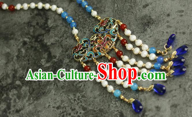 Handmade Chinese Traditional Cloisonne Necklace Traditional Classical Hanfu Necklet Jewelry Accessories for Women