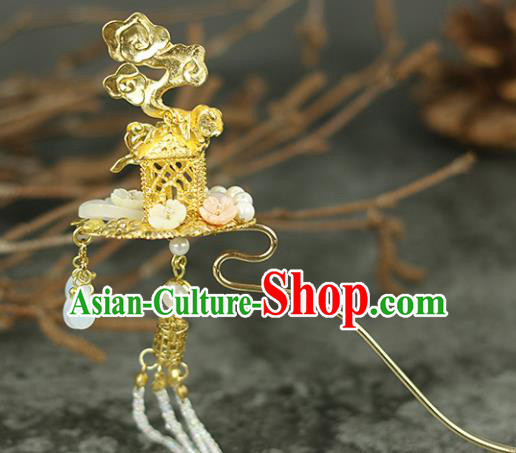 Handmade Chinese Traditional Golden Tassel Hairpins Traditional Classical Hanfu Hair Accessories for Women