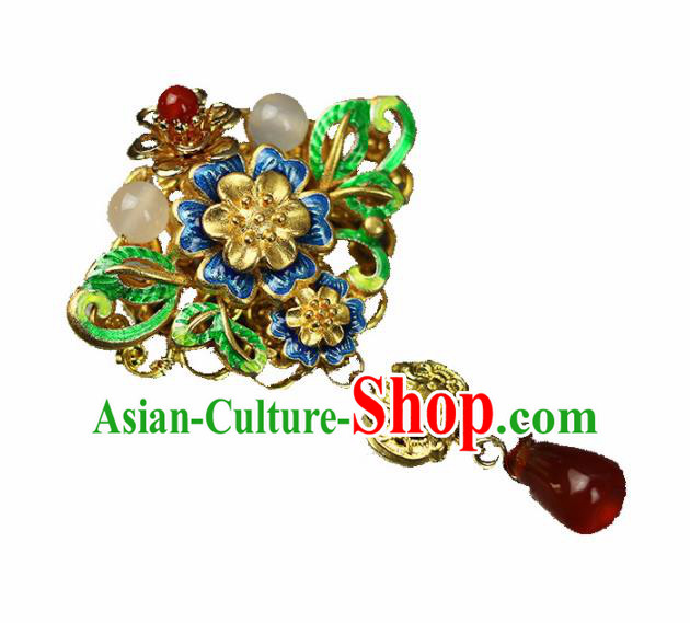 Chinese Traditional Blueing Butterfly Brooch Traditional Classical Hanfu Jewelry Accessories for Women