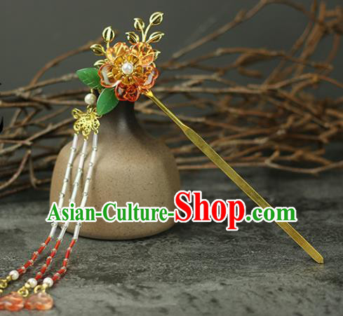 Handmade Chinese Traditional Tassel Flowers Hairpins Traditional Classical Hanfu Hair Accessories for Women