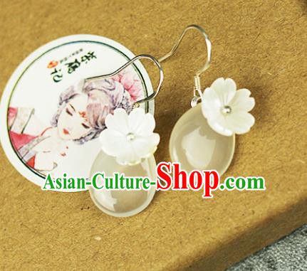 Chinese Handmade Flowers Earrings Traditional Classical Hanfu Ear Jewelry Accessories for Women