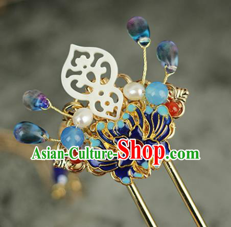 Handmade Chinese Traditional Cloisonne Tassel Hairpins Traditional Classical Hanfu Hair Accessories for Women