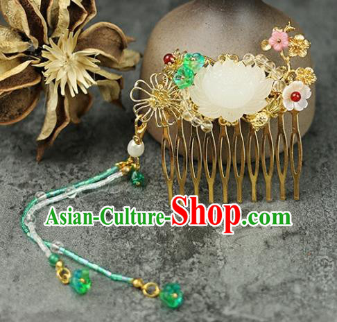 Handmade Chinese Traditional Carving Lotus Hair Combs Traditional Classical Hanfu Hair Accessories for Women