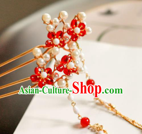 Handmade Chinese Traditional Tassel Step Shake Pearls Hairpins Ancient Classical Hanfu Hair Accessories for Women
