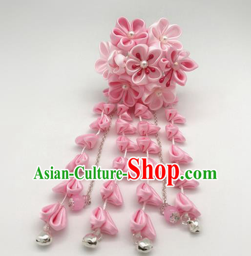 Asian Japanese Traditional Handmade Pink Flowers Hairpins Japan Classical Kimono Hair Accessories for Women
