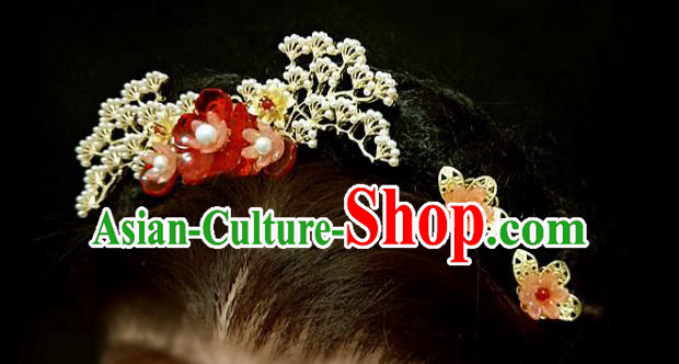 Chinese Traditional Pineburst Hairpins Handmade Classical Hair Accessories Complete Set for Women