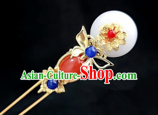 Chinese Ancient Traditional Hanfu Agate Hairpins Handmade Classical Hair Accessories for Women