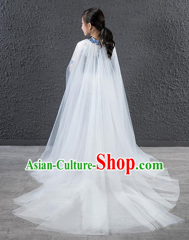 Children Modern Dance Costume Chinese Compere Catwalks Full Dress for Kids