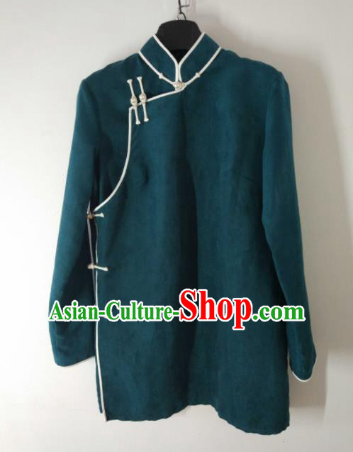 Traditional Chinese Mongol Nationality Costumes Mongols Female Folk Dance Green Blouse for Women