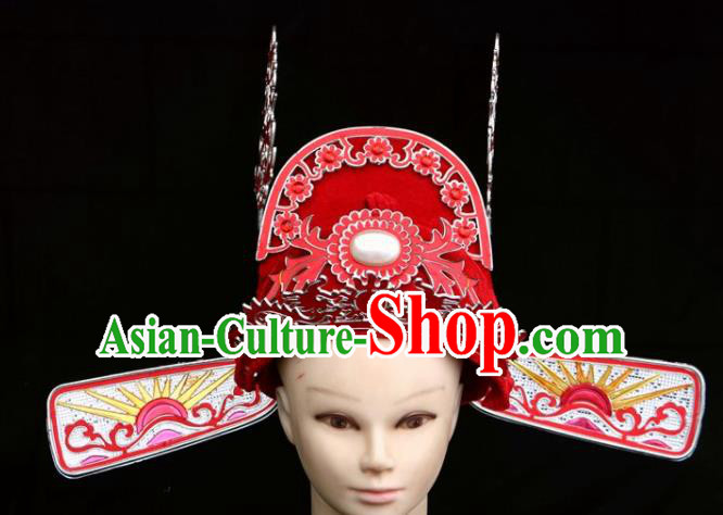 Traditional Chinese Beijing Opera Bridegroom Hair Accessories Peking Opera Niche Red Hat for Men