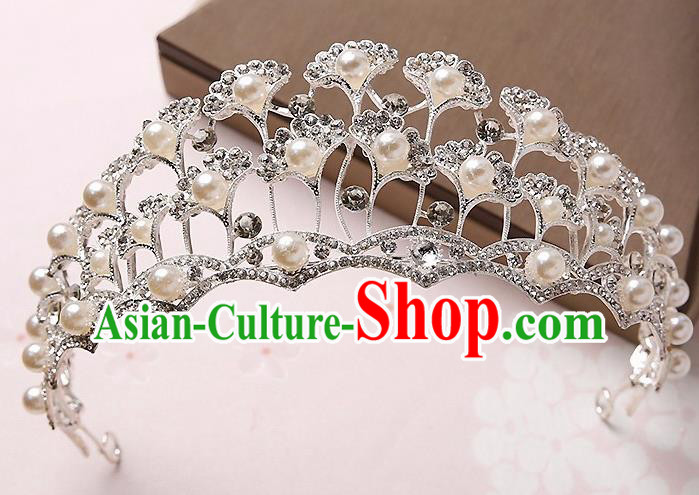 Handmade Baroque Ginkgo Leaf Royal Crown Hair Accessories Princess Hair Clasp for Women