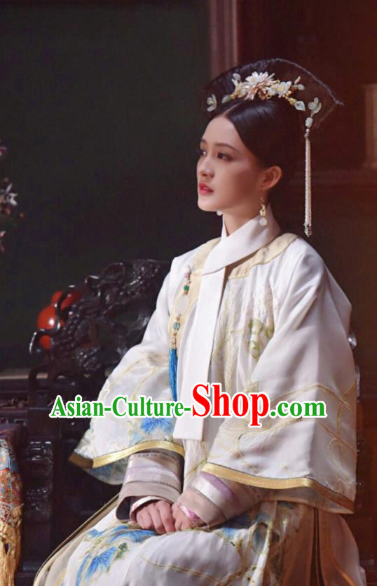 Chinese Ancient Qing Dynasty Drama Ruyi Royal Love in the Palace Imperial Concubine Embroidered Costumes and Headpiece for Women