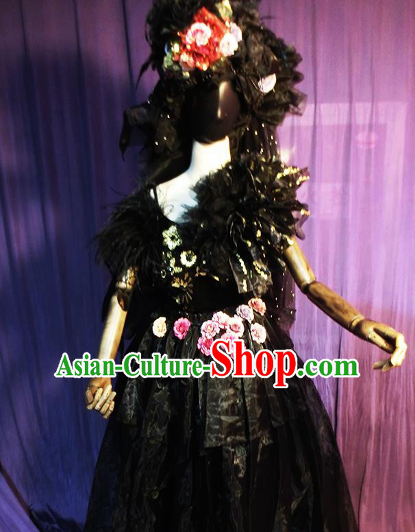 Halloween Cosplay Stage Show Costumes Brazilian Carnival Parade Black Dress for Women