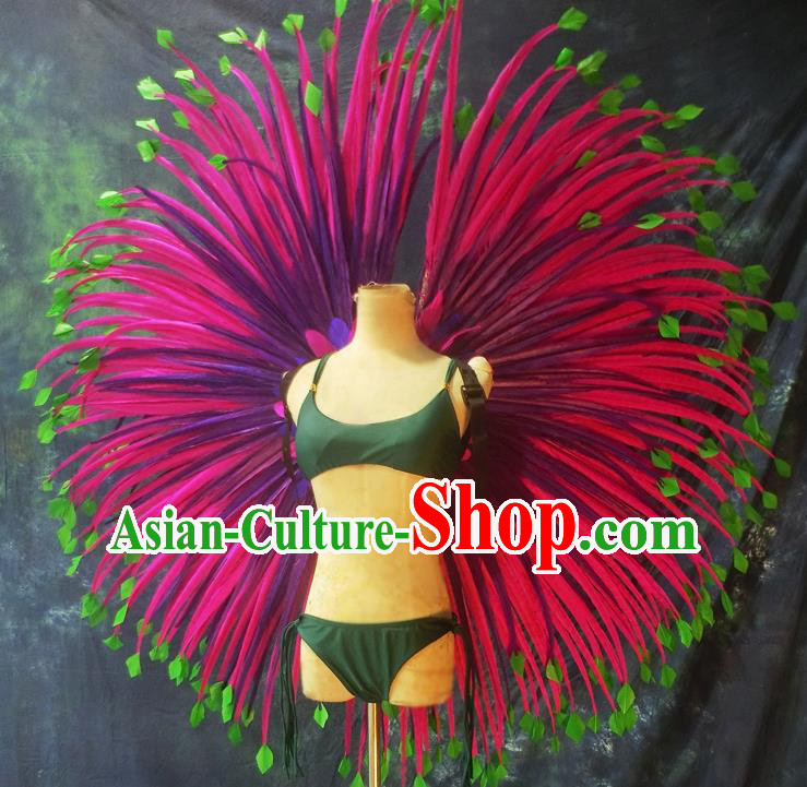 Halloween Cosplay Stage Show Props Accessories Brazilian Carnival Parade Rosy Feather Wings for Women