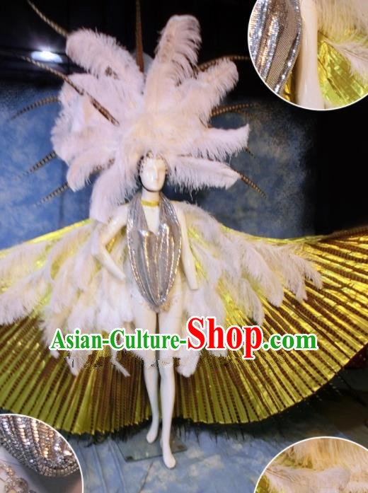 Halloween Catwalks Stage Show Samba Feather Costumes Brazilian Carnival Parade Clothing and Headwear for Women