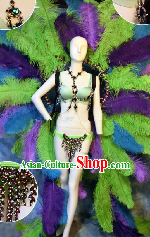 Halloween Catwalks Stage Show Samba Costumes Brazilian Carnival Parade Clothing and Feather Wings for Women