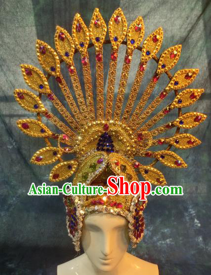 Halloween Cosplay Deluxe Golden Hair Accessories Brazilian Carnival Catwalks Hat Headwear