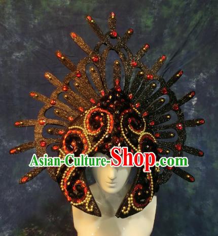 Halloween Cosplay Deluxe Black Hair Accessories Brazilian Carnival Catwalks Hat Headwear