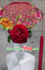 Halloween Cosplay Palace Hair Accessories Chinese Catwalks Deluxe Red Peony Hat Headwear for Women