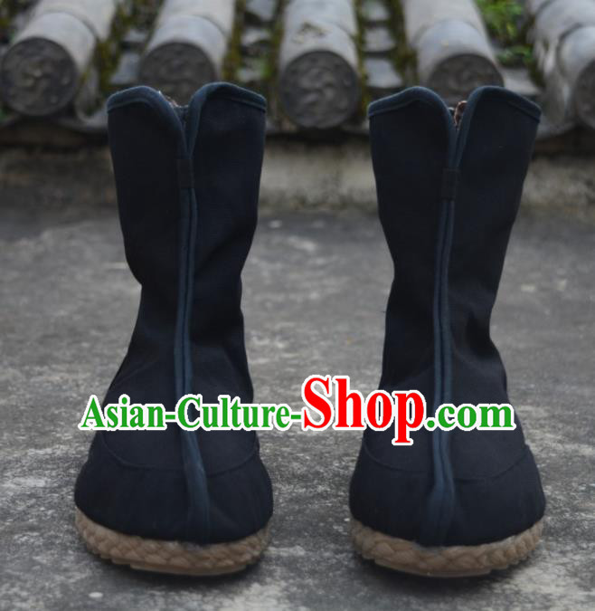 Chinese Traditional Winter Boots Ancient Swordsman Shoes Embroidered Shoes for Men