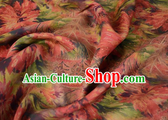 Asian Gambiered Guangdong Gauze Material Chinese Traditional Flowers Pattern Silk Design Brocade Fabric
