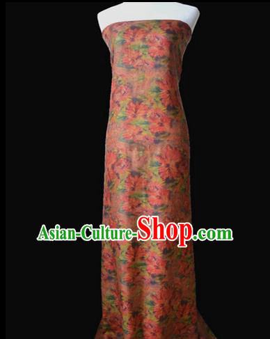 Asian Gambiered Guangdong Gauze Material Chinese Traditional Flowers Pattern Silk Design Brocade Fabric
