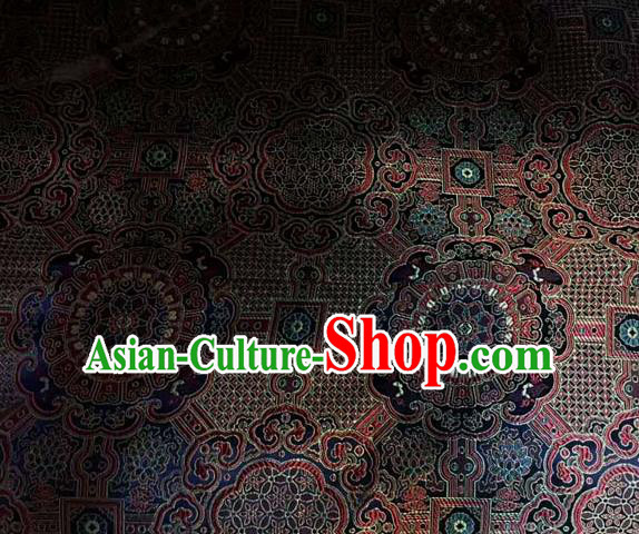 Asian Chinese Tang Suit Material Traditional Pattern Design Black Brocade Silk Fabric
