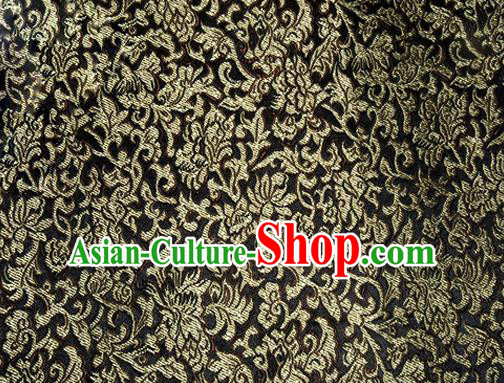 Asian Chinese Tang Suit Satin Material Traditional Pattern Design Black Brocade Silk Fabric