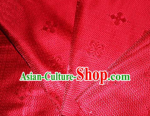 Asian Chinese Tang Suit Material Traditional Pattern Design Red Satin Brocade Silk Fabric